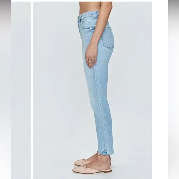 Pistola Kate Distressed Raw Hem Ankle Straight Leg Jeans Size 29 - Picture 3 of 10